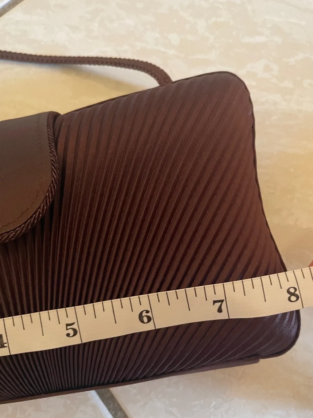 Elegant Brown Satin Pleated Clutch Bag